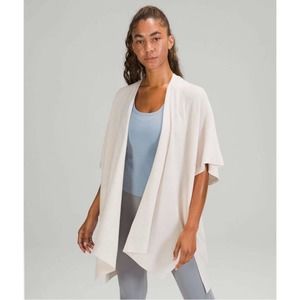 Lululemon Merino Wool Short Sleeve Wrap Open Front Boho Cardigan Flowy Ivory 2X